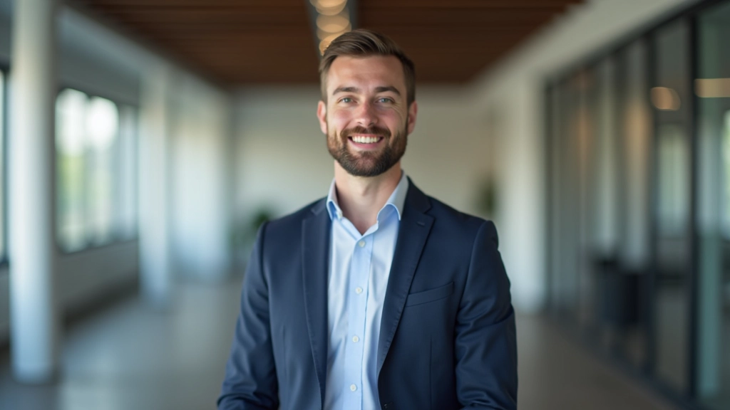 Portretfoto van betalings-integratiespecialist, kantoor setting, professioneel