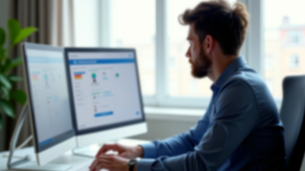 Betaalmethoden vergelijking op computermonitor in modern kantoor